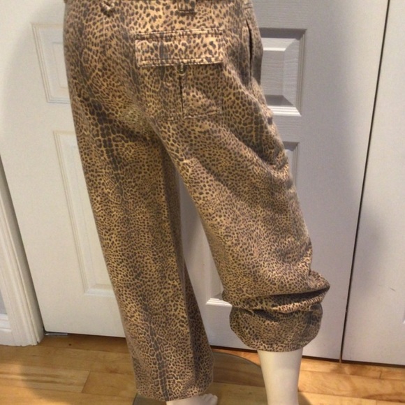 Just Cavalli wool cotton leopard print harem jean jogger drawstring cuff - Picture 4 of 13